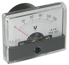 0-150VAC  Class 2.5  Analog Panel Meter, Wideview